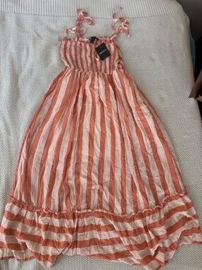 Forever 21 Coral and White Striped Sundress